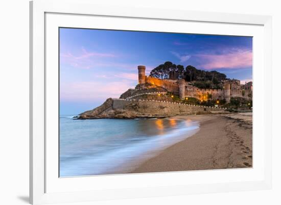 View at Dusk of Vila Vella, the Medieval Old Town of Tossa Del Mar, Costa Brava, Catalonia, Spain-Stefano Politi Markovina-Framed Photographic Print