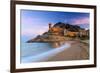 View at Dusk of Vila Vella, the Medieval Old Town of Tossa Del Mar, Costa Brava, Catalonia, Spain-Stefano Politi Markovina-Framed Photographic Print