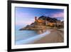 View at Dusk of Vila Vella, the Medieval Old Town of Tossa Del Mar, Costa Brava, Catalonia, Spain-Stefano Politi Markovina-Framed Photographic Print