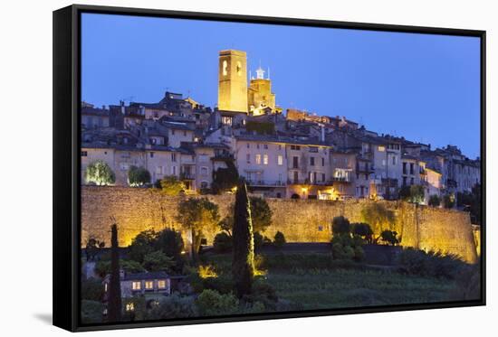 View at Night, Saint-Paul-De-Vence, Provence-Alpes-Cote D'Azur, Provence, France, Europe-Stuart Black-Framed Stretched Canvas