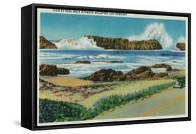 View at Seal Rock between Waldport and Newport - Newport, OR-Lantern Press-Framed Stretched Canvas