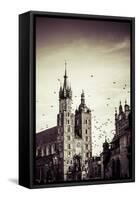 View at St. Mary's Gothic Church, Famous Landmark in Krakow, Poland.-Curioso Travel Photography-Framed Stretched Canvas