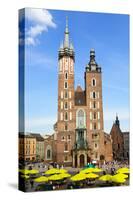 View at St. Mary's Gothic Church, Famous Landmark in Krakow, Poland.-majeczka-majeczka-Stretched Canvas