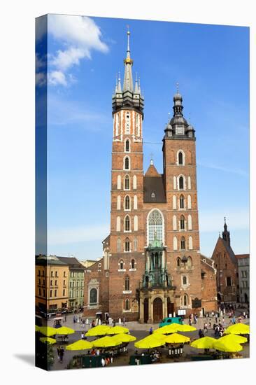 View at St. Mary's Gothic Church, Famous Landmark in Krakow, Poland.-majeczka-majeczka-Stretched Canvas