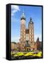 View at St. Mary's Gothic Church, Famous Landmark in Krakow, Poland.-majeczka-majeczka-Framed Stretched Canvas