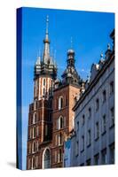 View at St. Mary's Gothic Church, Famous Landmark in Krakow, Poland.-Curioso Travel Photography-Stretched Canvas