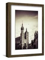 View at St. Mary's Gothic Church, Famous Landmark in Krakow, Poland.-Curioso Travel Photography-Framed Photographic Print