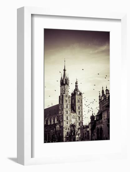 View at St. Mary's Gothic Church, Famous Landmark in Krakow, Poland.-Curioso Travel Photography-Framed Photographic Print