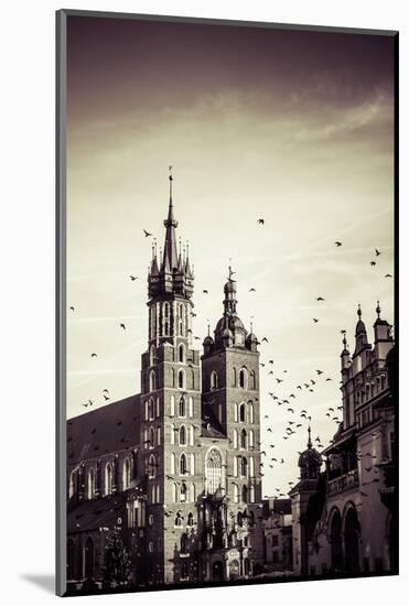 View at St. Mary's Gothic Church, Famous Landmark in Krakow, Poland.-Curioso Travel Photography-Mounted Photographic Print