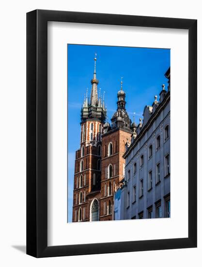 View at St. Mary's Gothic Church, Famous Landmark in Krakow, Poland.-Curioso Travel Photography-Framed Photographic Print