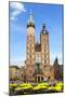 View at St. Mary's Gothic Church, Famous Landmark in Krakow, Poland.-majeczka-majeczka-Mounted Photographic Print
