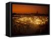 View at Sunset across DJemaa el Fna, Marrakech, Morocco, North Africa, Africa-Ian Egner-Framed Stretched Canvas