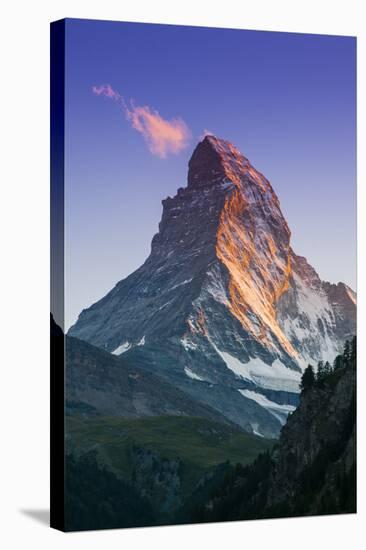 View at Sunset of Matterhorn, Zermatt, Wallis, Switzerland-Stefano Politi Markovina-Stretched Canvas