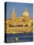 View at Sunset to Valletta with Dome of Carmelite Church, Valletta, Malta, Mediterranean, Europe-Stuart Black-Stretched Canvas