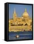 View at Sunset to Valletta with Dome of Carmelite Church, Valletta, Malta, Mediterranean, Europe-Stuart Black-Framed Stretched Canvas