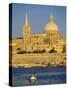 View at Sunset to Valletta with Dome of Carmelite Church, Valletta, Malta, Mediterranean, Europe-Stuart Black-Stretched Canvas