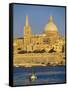 View at Sunset to Valletta with Dome of Carmelite Church, Valletta, Malta, Mediterranean, Europe-Stuart Black-Framed Stretched Canvas