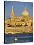View at Sunset to Valletta with Dome of Carmelite Church, Valletta, Malta, Mediterranean, Europe-Stuart Black-Stretched Canvas