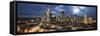 View at the Frankfurt Skyline at Dusk, Frankfurt Am Main, Hesse, Germany-Bernd Wittelsbach-Framed Stretched Canvas