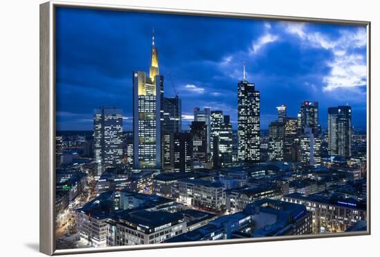 View at the Frankfurt Skyline at Dusk, Frankfurt Am Main, Hesse, Germany-Bernd Wittelsbach-Framed Photographic Print