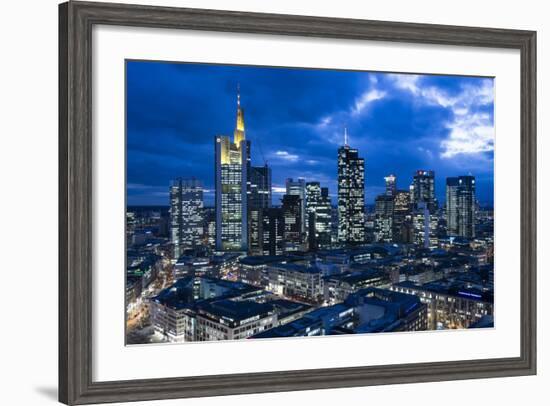 View at the Frankfurt Skyline at Dusk, Frankfurt Am Main, Hesse, Germany-Bernd Wittelsbach-Framed Photographic Print