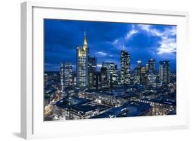 View at the Frankfurt Skyline at Dusk, Frankfurt Am Main, Hesse, Germany-Bernd Wittelsbach-Framed Photographic Print