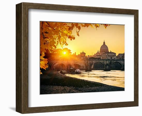 View at Tiber and St. Peter's Cathedral in Rome-S Borisov-Framed Photographic Print