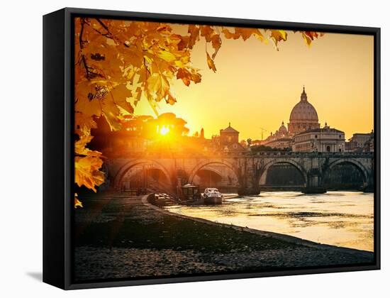 View at Tiber and St. Peter's Cathedral in Rome-S Borisov-Framed Stretched Canvas