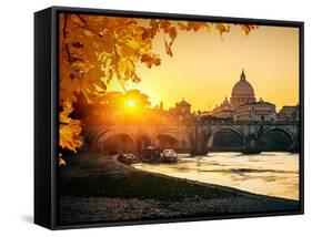 View at Tiber and St. Peter's Cathedral in Rome-S Borisov-Framed Stretched Canvas