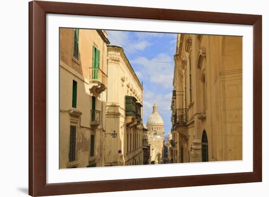 View Down a Narrow Street with Golden Stone-Eleanor-Framed Photographic Print