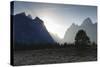 View Down Cascade Canyon with Backlit Teton Range-Eleanor-Stretched Canvas