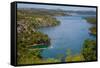 View down from Sibenik or Krka Bridge to Krka River. Sibenik-Knin County, Croatia.-null-Framed Stretched Canvas