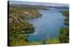 View down from Sibenik or Krka Bridge to Krka River. Sibenik-Knin County, Croatia.-null-Stretched Canvas