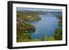 View down from Sibenik or Krka Bridge to Krka River. Sibenik-Knin County, Croatia.-null-Framed Photographic Print