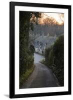 View Down Lane to Arlington Row Cotswold Stone Cottages at Dawn, Bibury, Cotswolds-Stuart Black-Framed Photographic Print