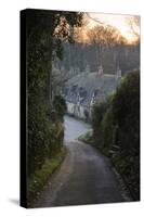 View Down Lane to Arlington Row Cotswold Stone Cottages at Dawn, Bibury, Cotswolds-Stuart Black-Stretched Canvas