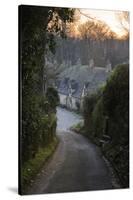 View Down Lane to Arlington Row Cotswold Stone Cottages at Dawn, Bibury, Cotswolds-Stuart Black-Stretched Canvas