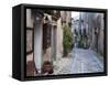 View Down Narrow Cobbled Street, Erice, Sicily, Italy, Europe-Stuart Black-Framed Stretched Canvas