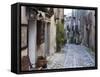 View Down Narrow Cobbled Street, Erice, Sicily, Italy, Europe-Stuart Black-Framed Stretched Canvas