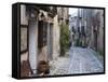 View Down Narrow Cobbled Street, Erice, Sicily, Italy, Europe-Stuart Black-Framed Stretched Canvas