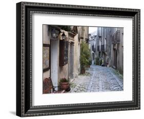 View Down Narrow Cobbled Street, Erice, Sicily, Italy, Europe-Stuart Black-Framed Photographic Print