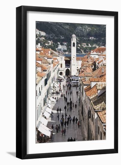 View Down Stradun, UNESCO World Heritage Site, Dubrovnik, Croatia, Europe-Jean Brooks-Framed Photographic Print