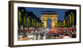 View Down the Champs Elysees to the Arc De Triomphe, Illuminated at Dusk, Paris, France-Gavin Hellier-Framed Photographic Print