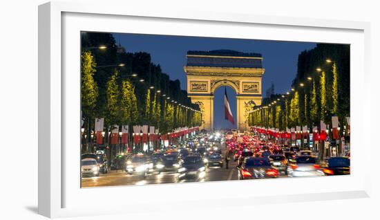 View Down the Champs Elysees to the Arc De Triomphe, Illuminated at Dusk, Paris, France-Gavin Hellier-Framed Photographic Print