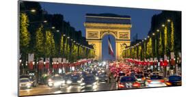 View Down the Champs Elysees to the Arc De Triomphe, Illuminated at Dusk, Paris, France-Gavin Hellier-Mounted Photographic Print