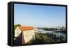View Down to the Danube River from Bratislava Castle, Bratislava, Slovakia, Europe-Christian Kober-Framed Stretched Canvas