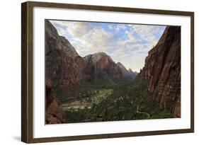 View Down Zion Canyon from Trail to Angels Landing at Dawn-Eleanor-Framed Photographic Print