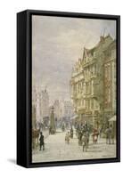 View East Along Holborn with Figures and Horse-Drawn Vehicles on the Street, London, 1875-Louise Rayner-Framed Stretched Canvas