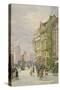 View East Along Holborn with Figures and Horse-Drawn Vehicles on the Street, London, 1875-Louise Rayner-Stretched Canvas