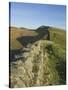 View East to Kings Hill, Hadrians Wall, UNESCO World Heritage Site, Northumbria National Park, Nort-James Emmerson-Stretched Canvas